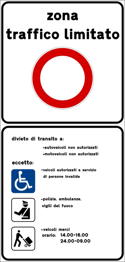ZTL zona traffico limitato sign