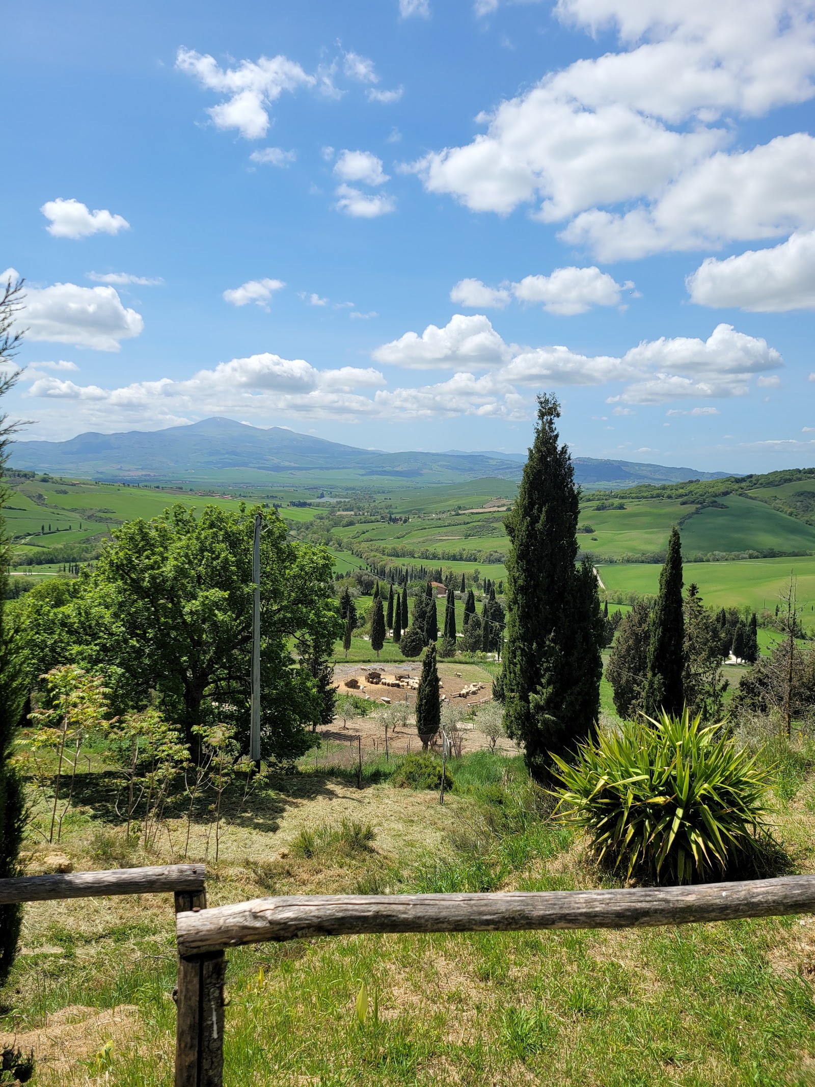 The Val d'Orcia side gives you the classic cypress-and-hills view; the trade-off is a longer drive back to Montepulciano for dinners and wine bars.